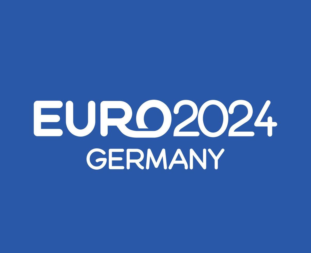 Euro 2024 Germany official logo Name White Symbol European Football final Design illustration Vector With Blue Background