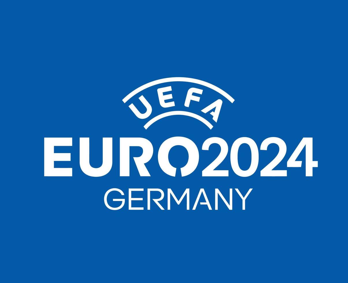 Euro 2024 Germany Symbol logo official Name White European Football final Design illustration Vector With Blue Background