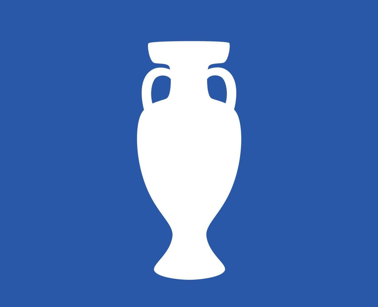 Euro 2024 Uefa Trophy White Symbol European Football final Design Vector illustration With Blue Background