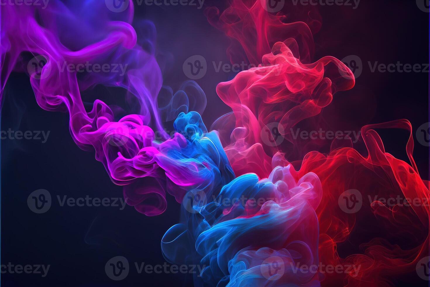 illustration of Dramatic smoke and fog in contrasting vivid red, and purple, viva magenta colors. Vivid and intense abstract background or wallpaper. photo