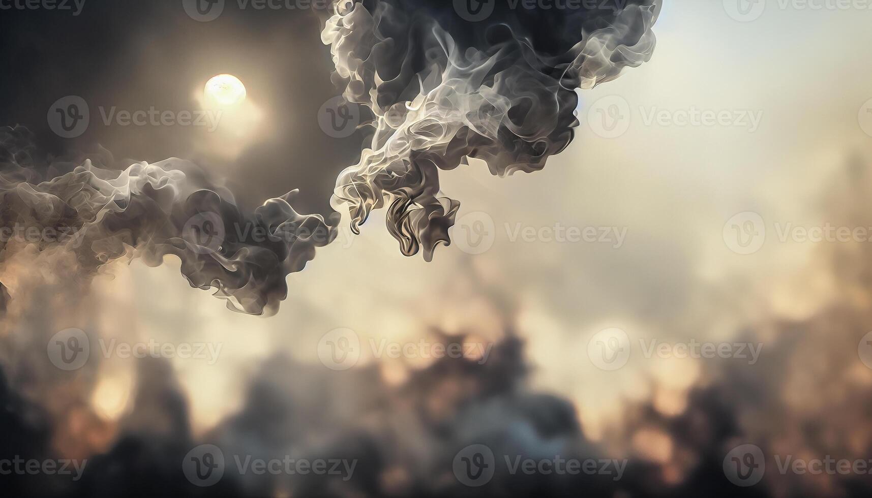 illustration of White curve fog, smoke, clouds, fire and dark background with spotlight. Abstract illustration art. Pattern texture, use for ad, poster and template, business.Digital art photo