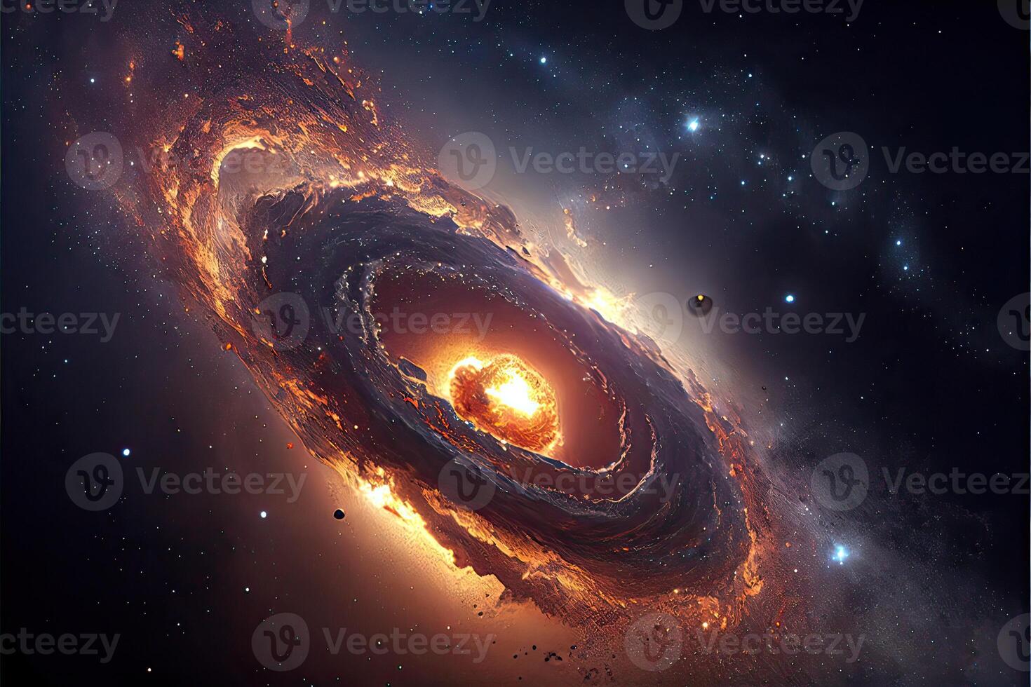illustration of Milky Way Galaxy colliding with Andromeda Galaxy, universal and outer space photo