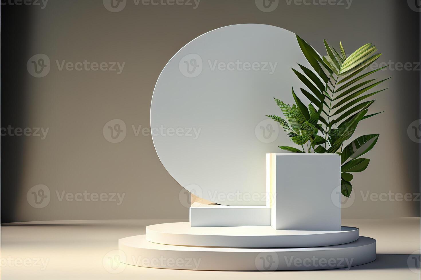 illustration of empty space podium display for product mockup natural background. Digital art photo