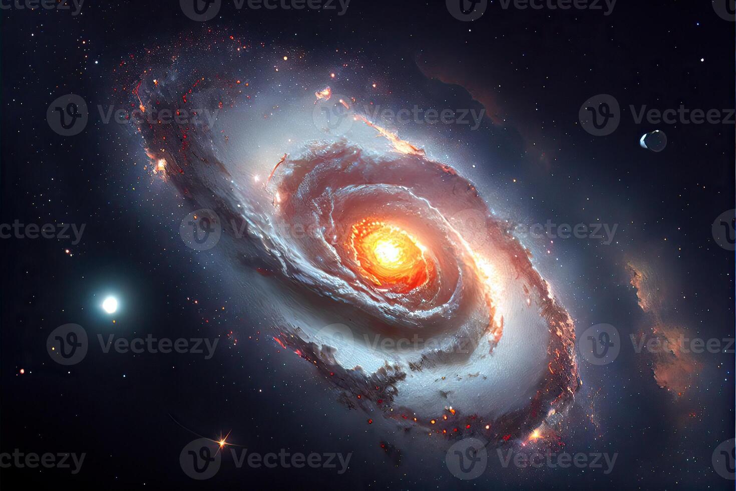 illustration of Milky Way Galaxy colliding with Andromeda Galaxy, universal and outer space photo