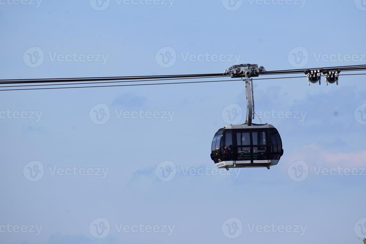 Overhead Cable Car in blue sky photo