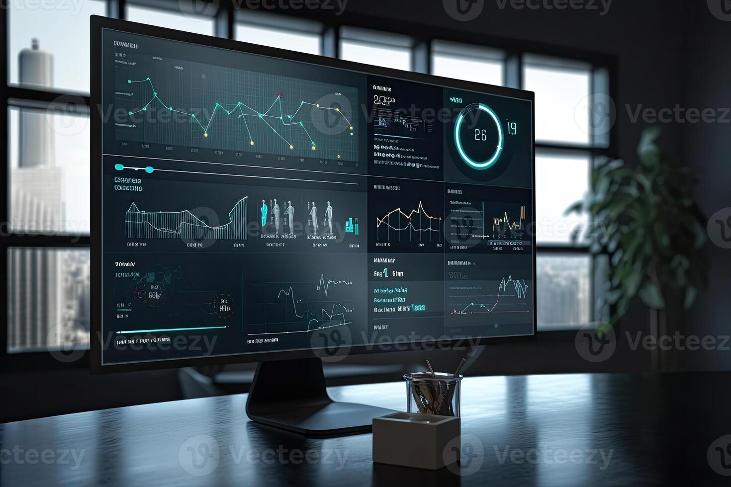 Big datat analysis. Infographic on the screen. photo