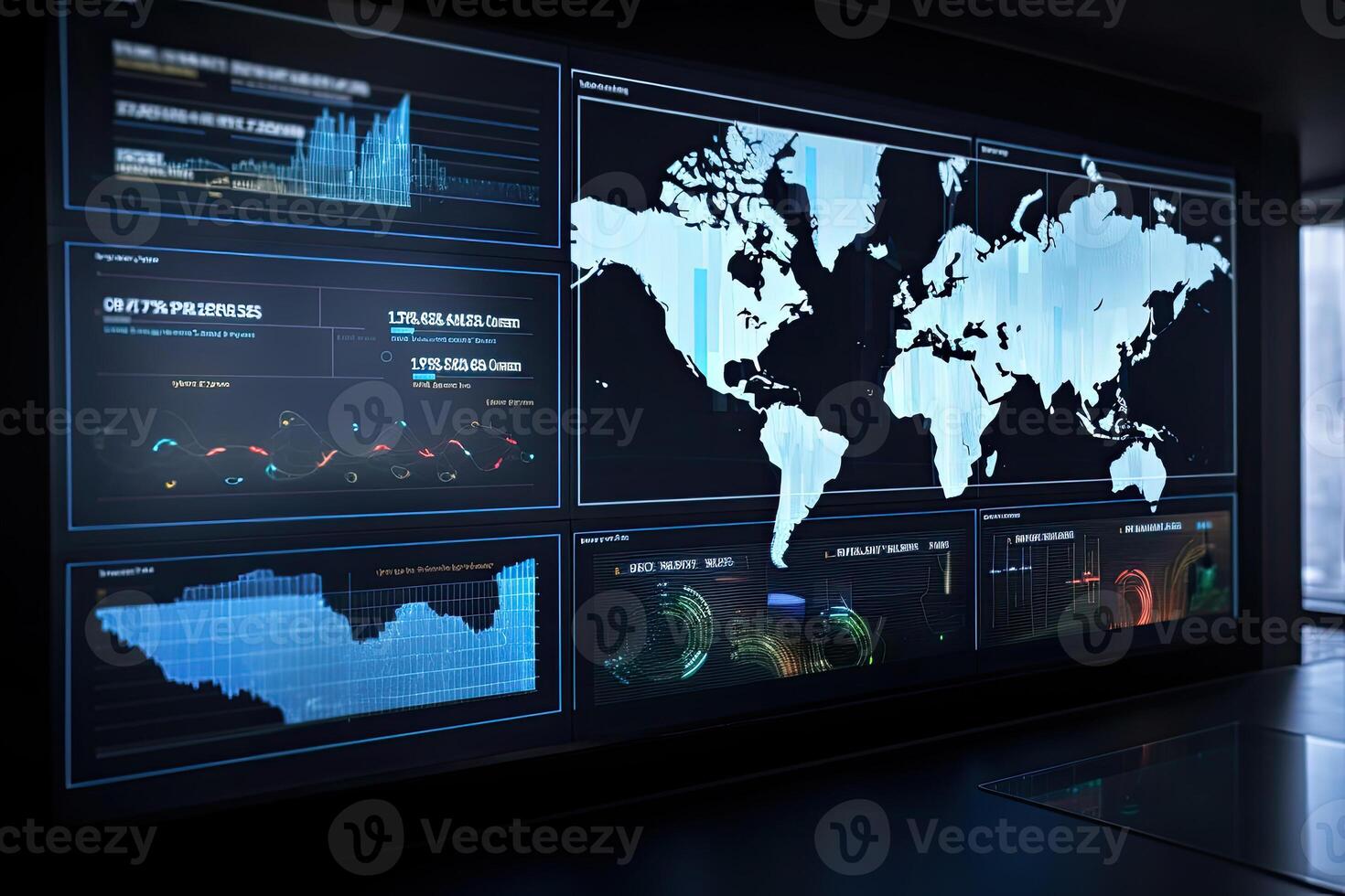 Big datat analysis. Infographic on the screen. photo