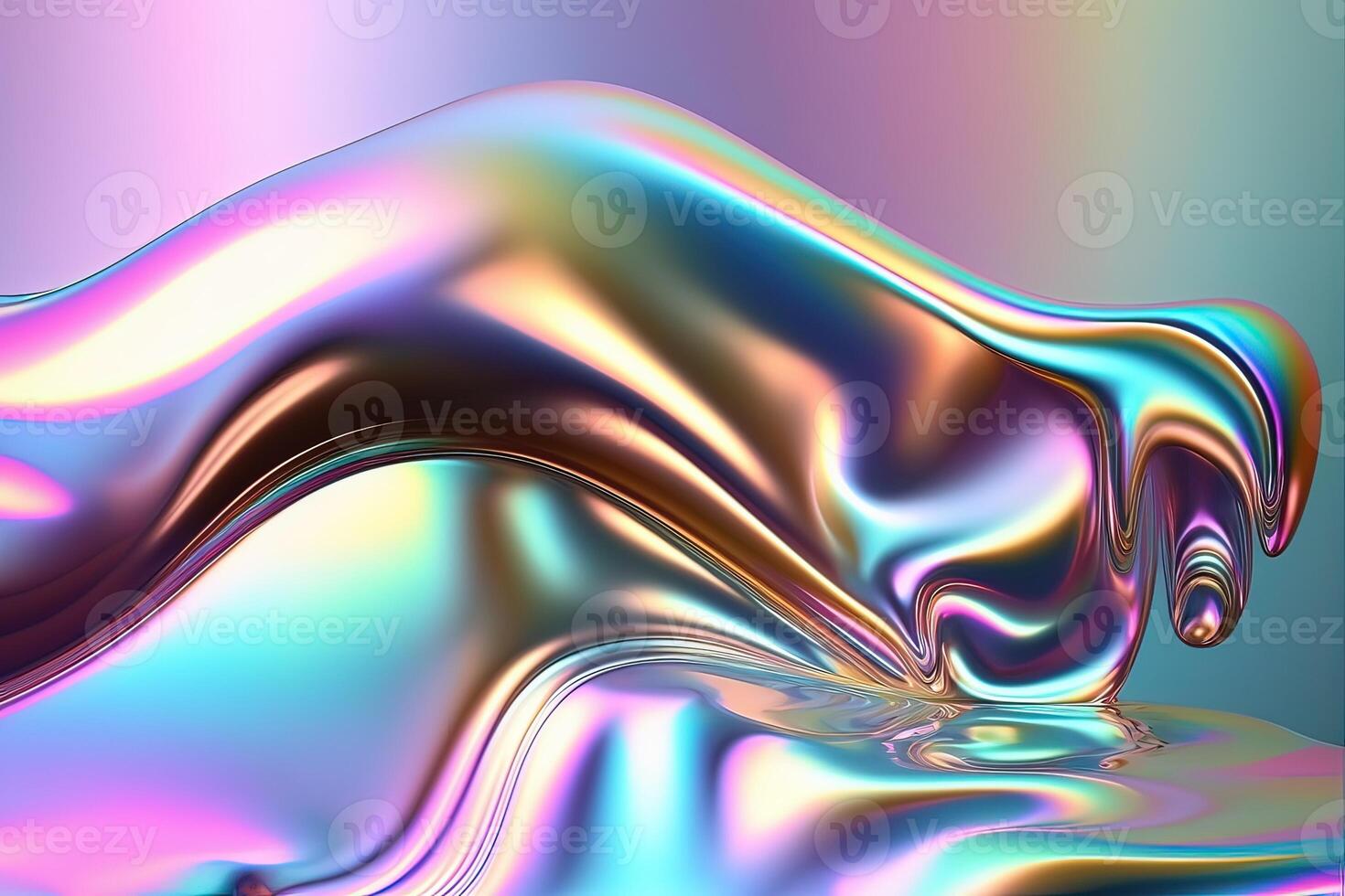 illustration of holographic liquid background. Holographic iridescent backdrop. Pearlescent gradient and foil effect for design prints. Rainbow metal photo