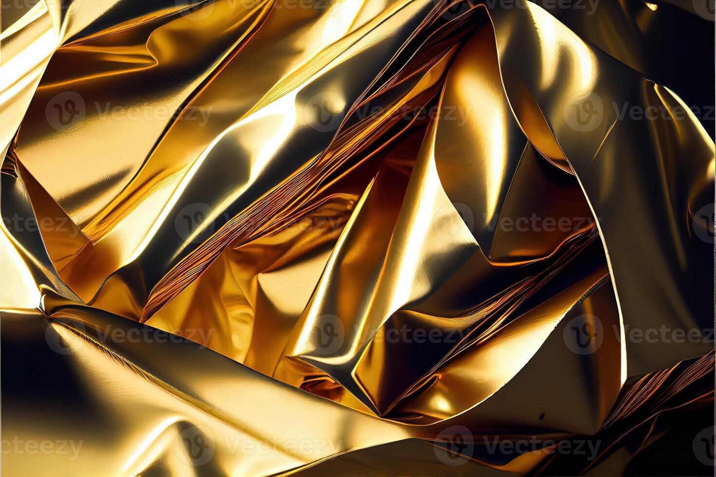 illustration of Foil golden and silver, crumpled metal texture photo