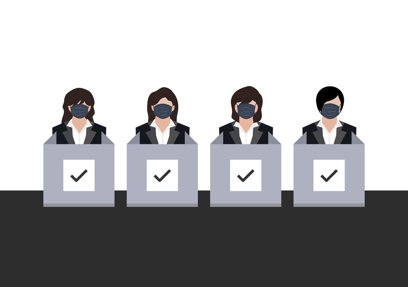 set of human voter at polling station background vector