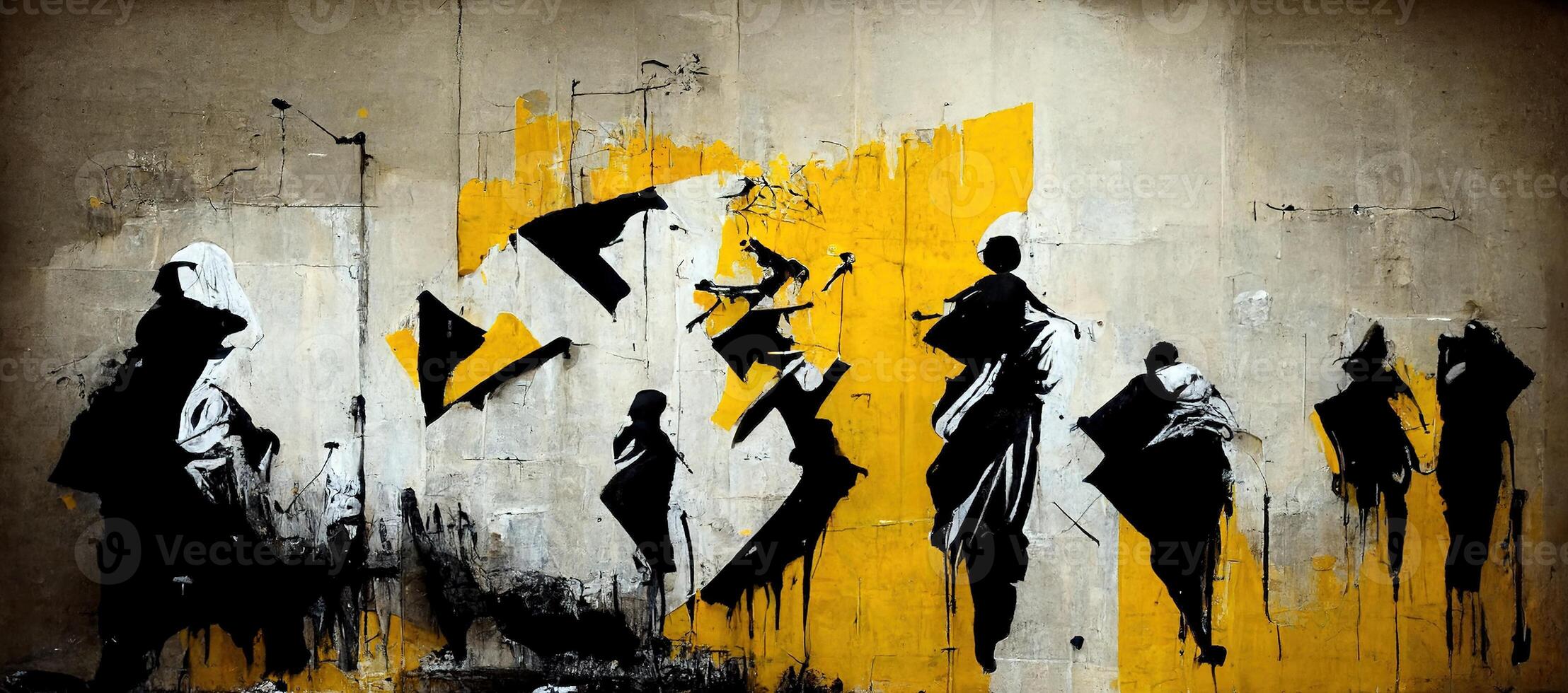 generativo ai, tinta negro calle pintada Arte en un texturizado papel Clásico fondo, inspirado por Banksy foto