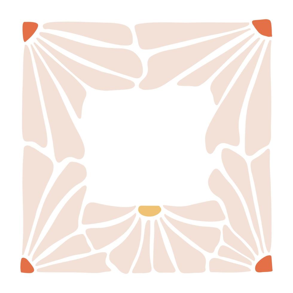 cuadrado 70s retro marco hecho de resumen margarita flores para carteles invita pared arte, postales mano dibujado floral y botánico elementos. plano mano dibujado vector ilustración.