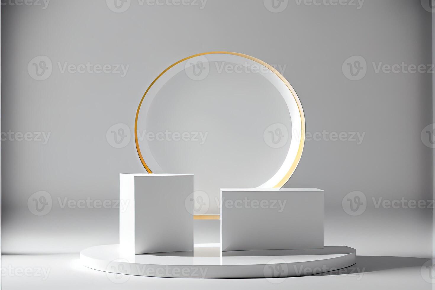 illustration of empty space podium display for product mockup natural background. Digital art photo