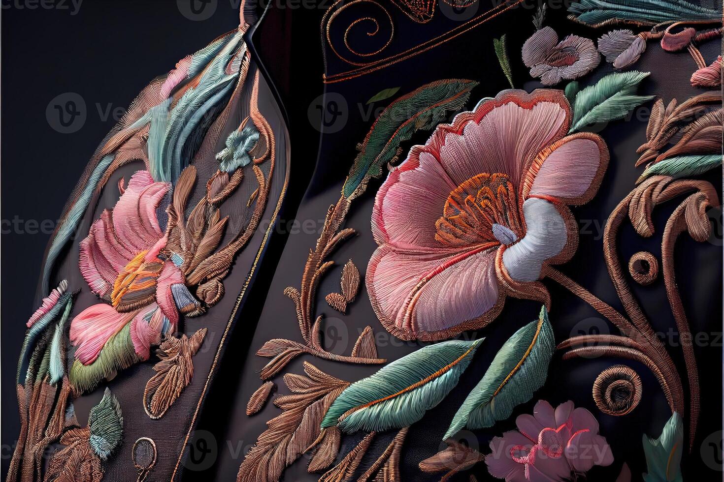 illustration of multicolor ethnic hand embroidery pattern design photo