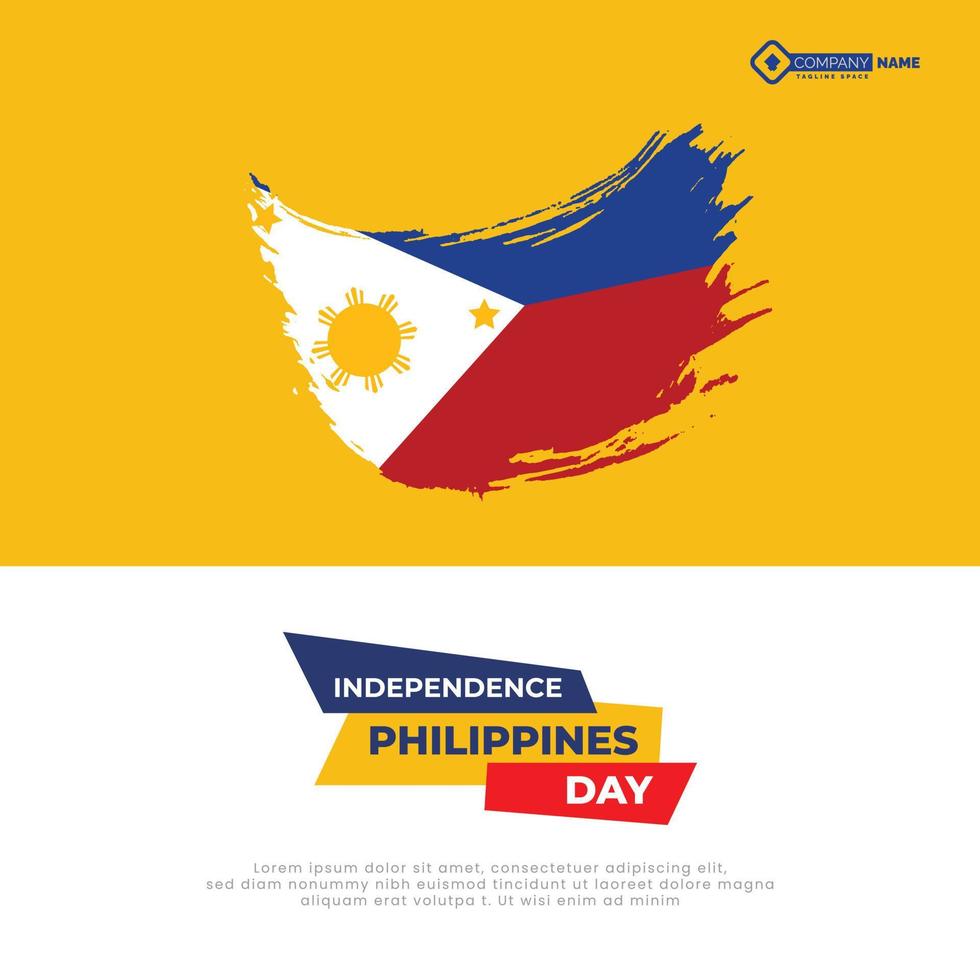 Vector brush stroke philippines flag with celebration independen