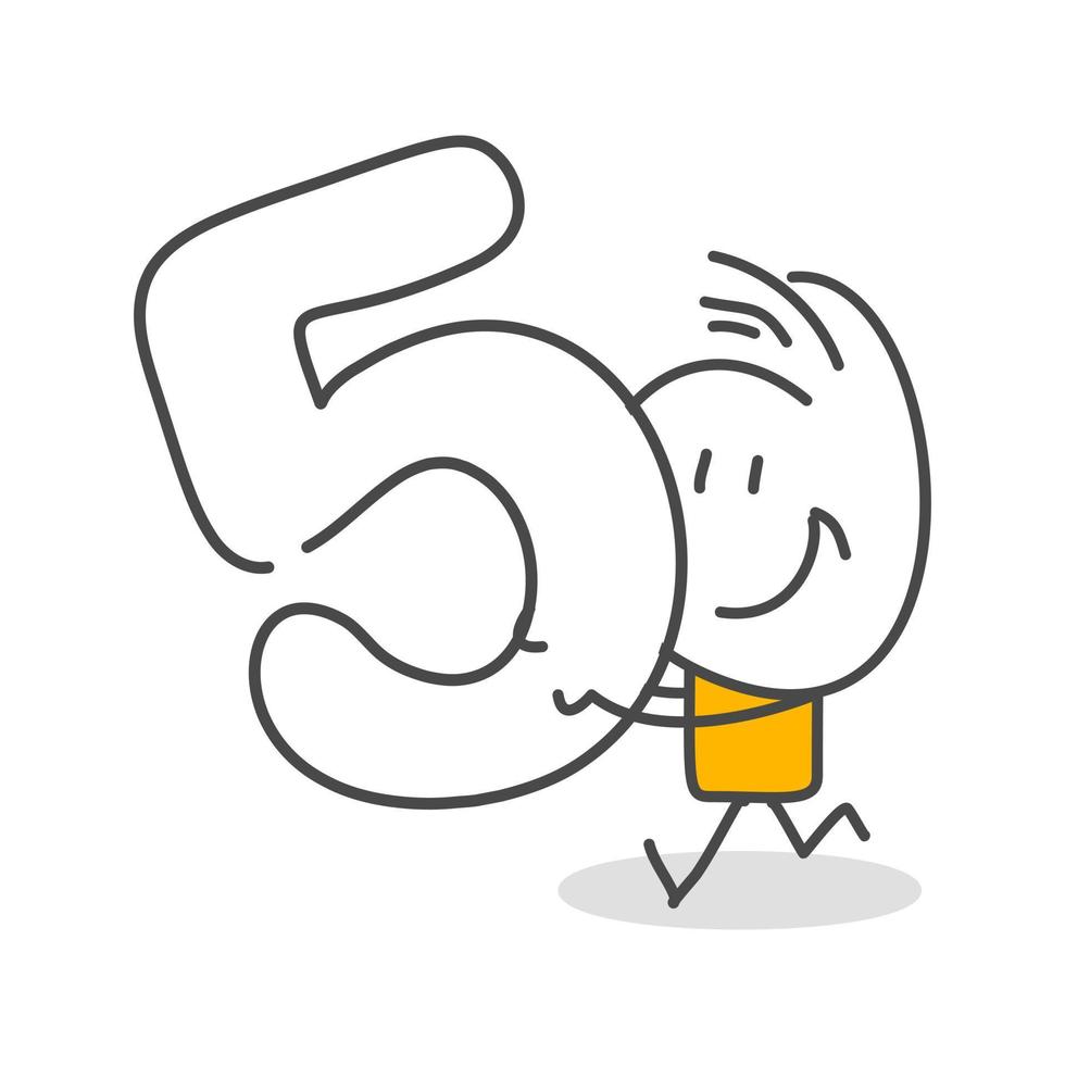 Stick figures. Numbers. Hand drawn doodle line art cartoon design character. vector