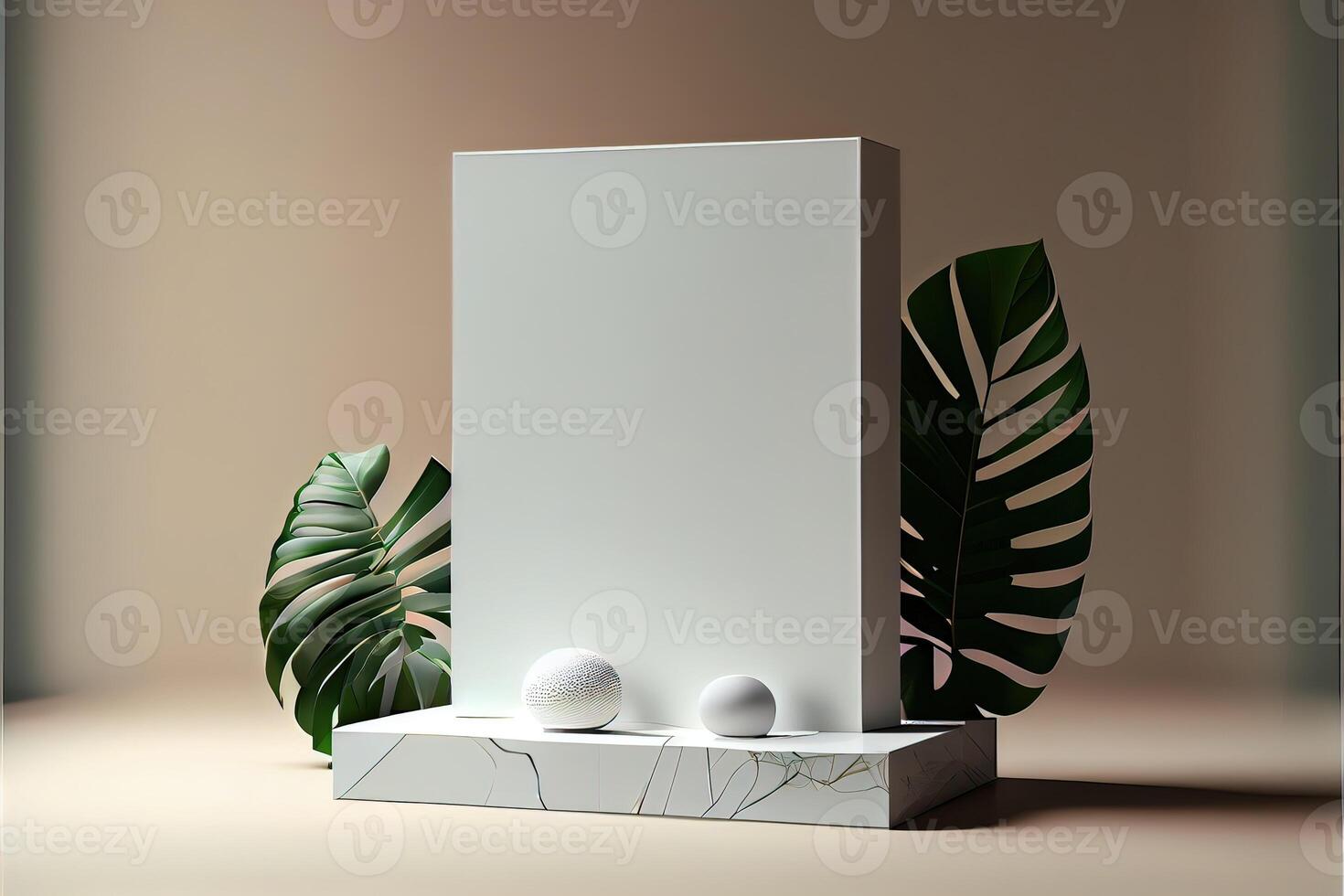 illustration of empty space podium display for product mockup natural background. Digital art photo