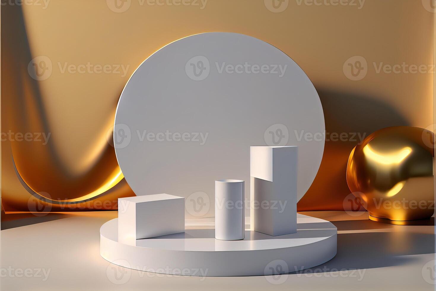 illustration of empty space podium display for product mockup natural background. Digital art photo