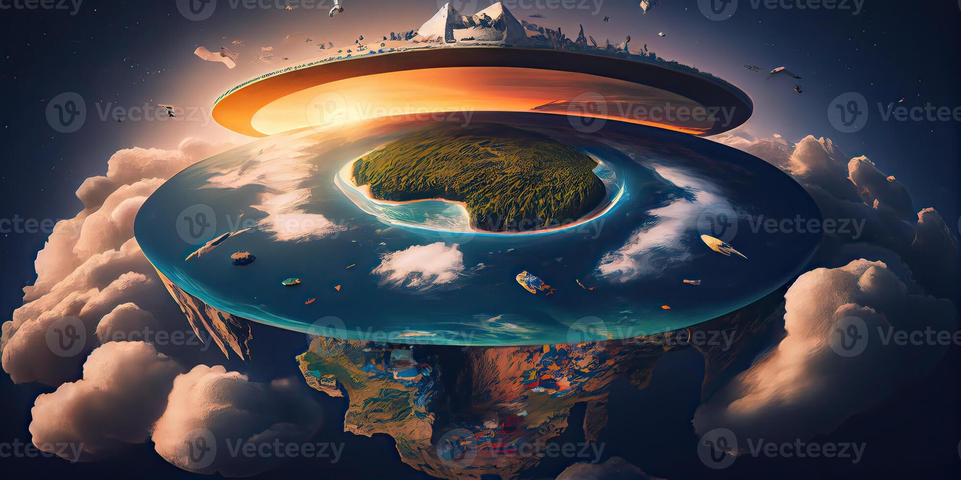 illustration of a secrets of flat earth, with continents photo