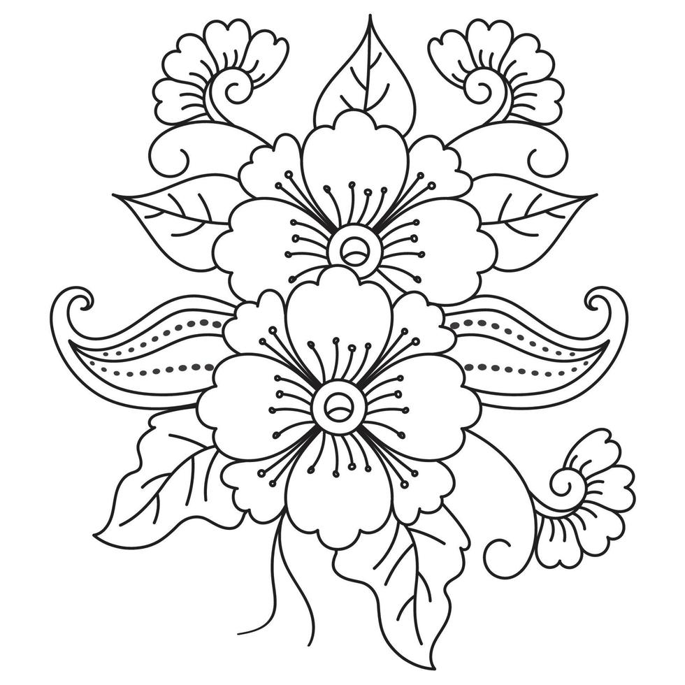 conjunto de diferentes flor línea en blanco antecedentes. flores dibujo con arte lineal en blanco antecedentes. vector