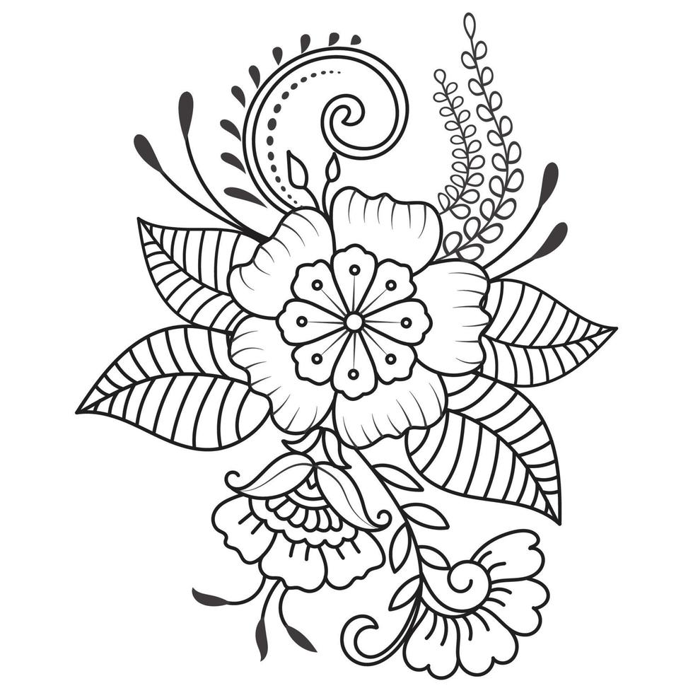 conjunto de diferentes flor línea en blanco antecedentes. flores dibujo con arte lineal en blanco antecedentes. vector