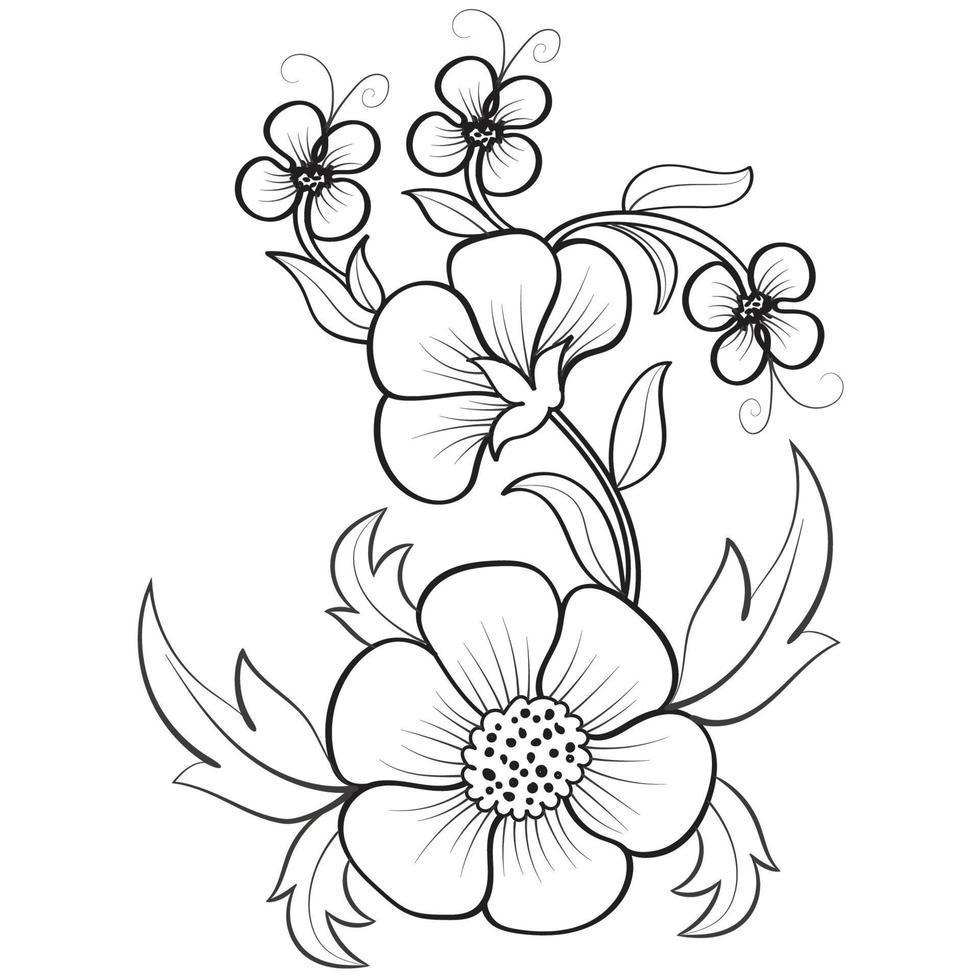 Set of differents flower line on white background. Flowers drawing with line-art on white backgrounds. vector