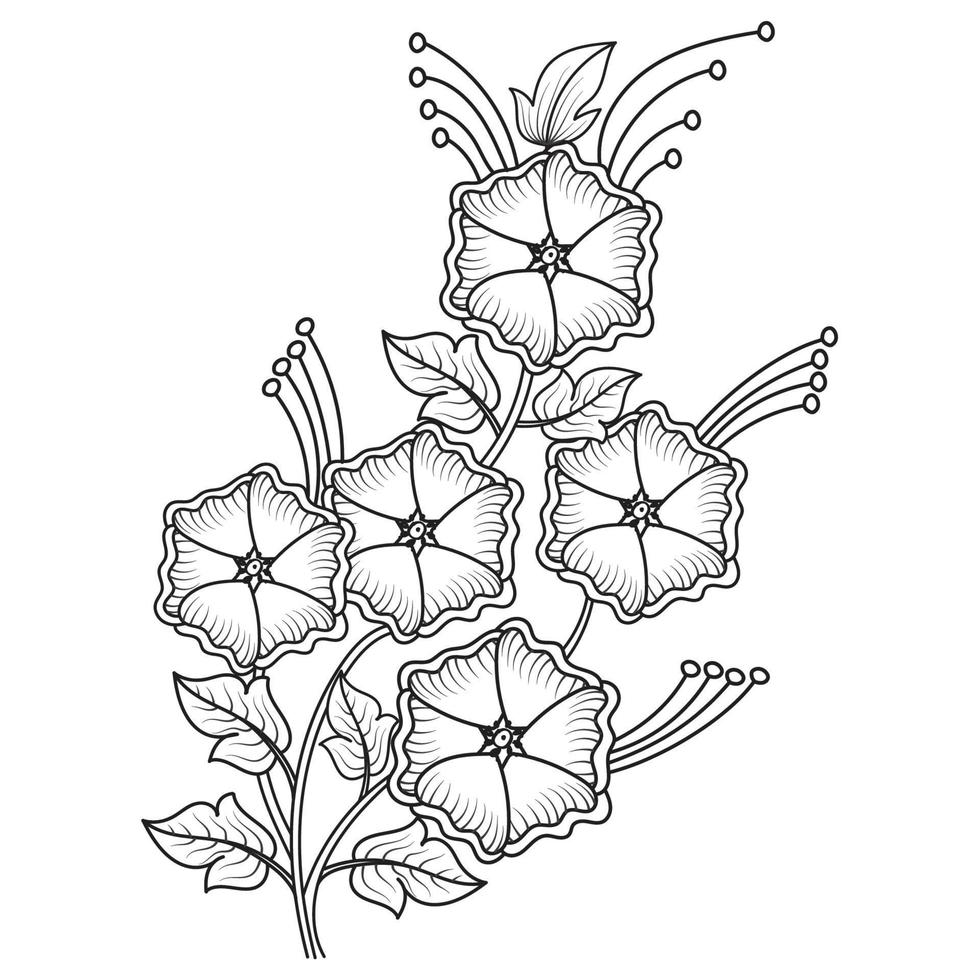 conjunto de diferentes flor línea en blanco antecedentes. flores dibujo con arte lineal en blanco antecedentes. vector