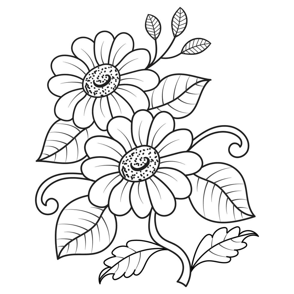 conjunto de diferentes flor línea en blanco antecedentes. flores dibujo con arte lineal en blanco antecedentes. vector