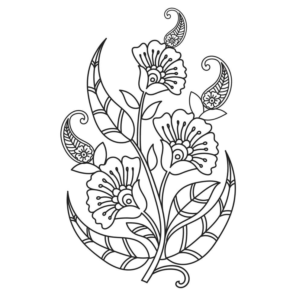 conjunto de diferentes flor línea en blanco antecedentes. flores dibujo con arte lineal en blanco antecedentes. vector