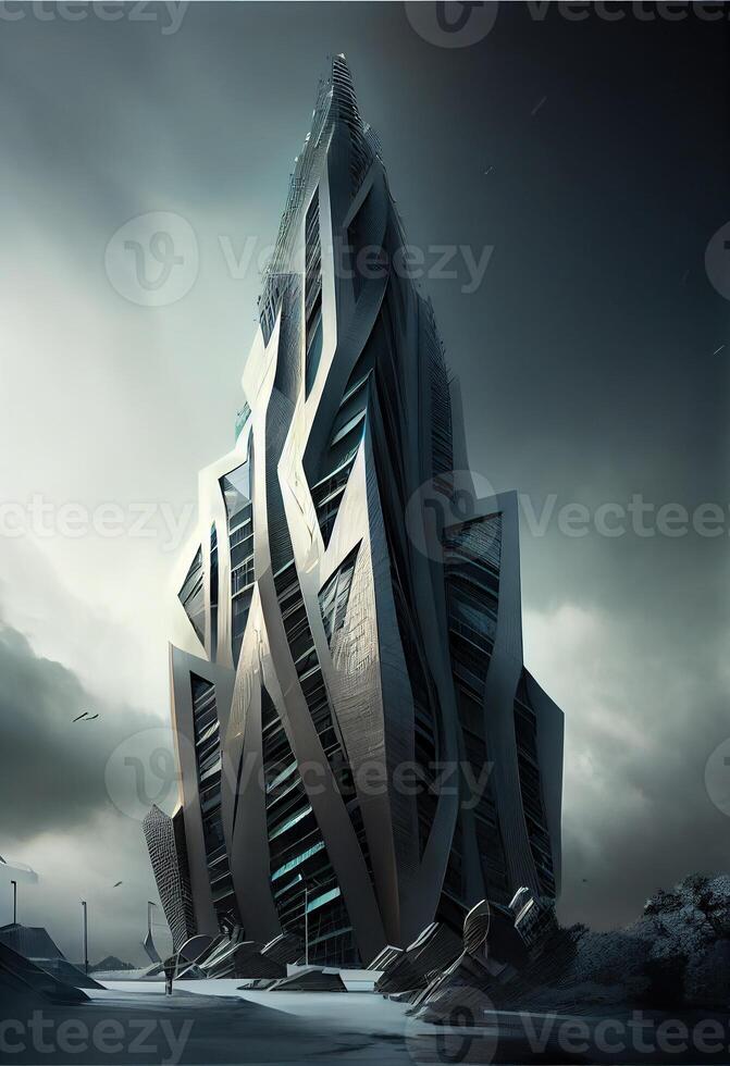 illustration of the awe-inspiring beauty of a modern skyscraper photo