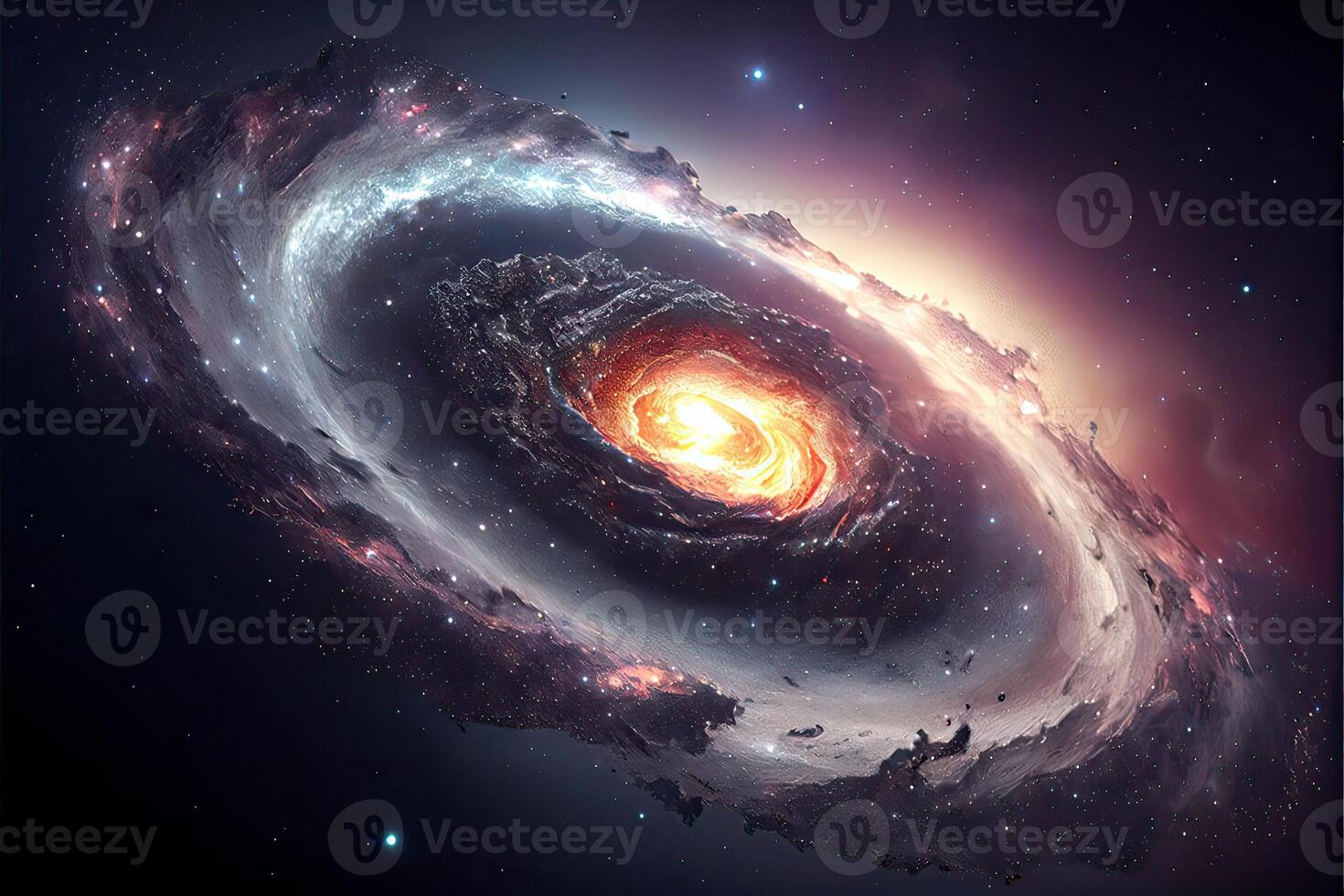illustration of Milky Way Galaxy colliding with Andromeda Galaxy, universal and outer space photo