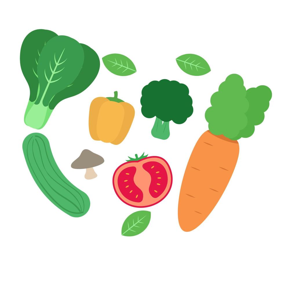 Set of vegetable vector illustration with flat style isolated on white background