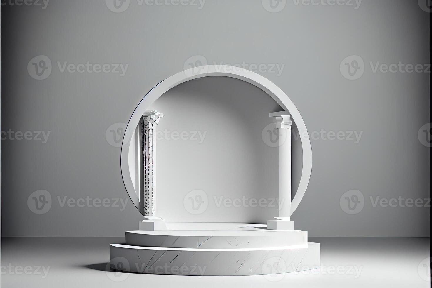 illustration of empty space podium display for product mockup natural background. Digital art photo