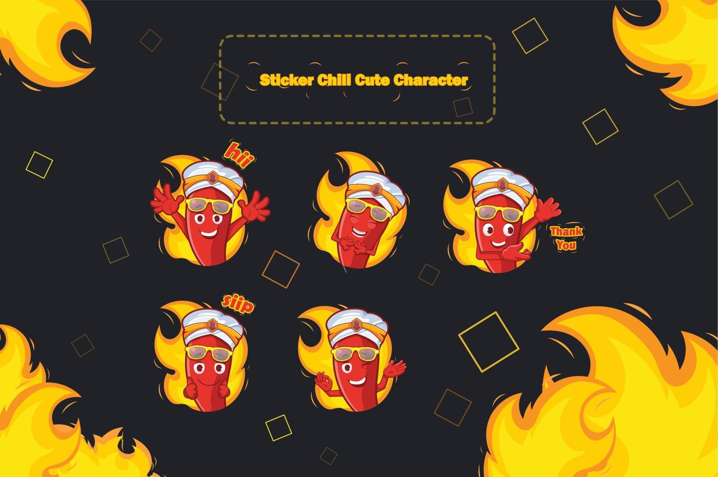 Sticker Cute Chili Design Illustration vector