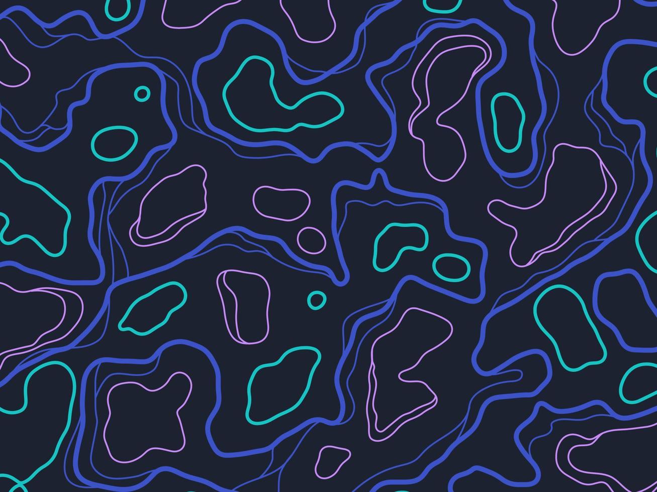 Stylized topographic contour map.  Abstract background dark blue style.Geographic line mountain relief. Abstract lines or wavy backdrop background. vector