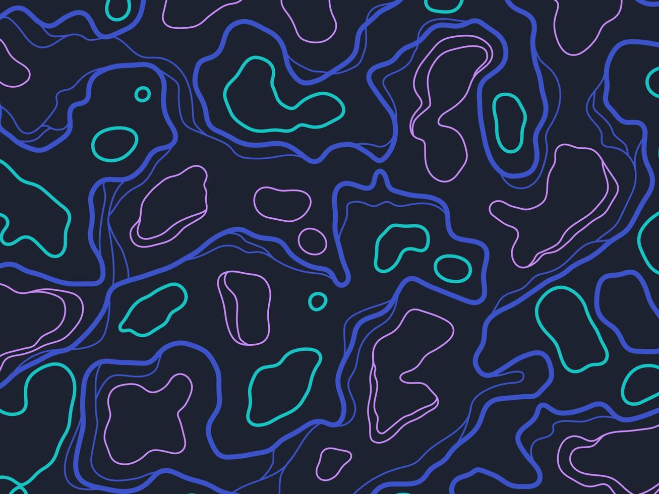 Stylized topographic contour map.  Abstract background dark blue style.Geographic line mountain relief. Abstract lines or wavy backdrop background. vector