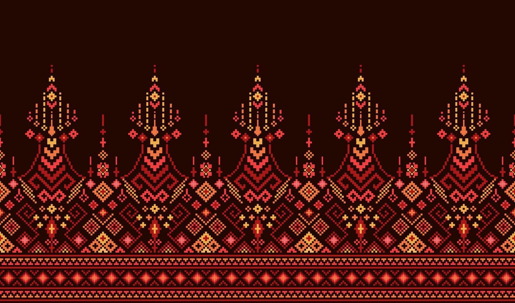 Geometric ethnic fabric patterns. Cross Stitch. Ikkat pixel pattern. Design for Saree, Patola, Sari, Dupatta, Vyshyvanka, rushnyk, dupatta, Clothing, fabric, batik, Knitwear, Embroidery. vector