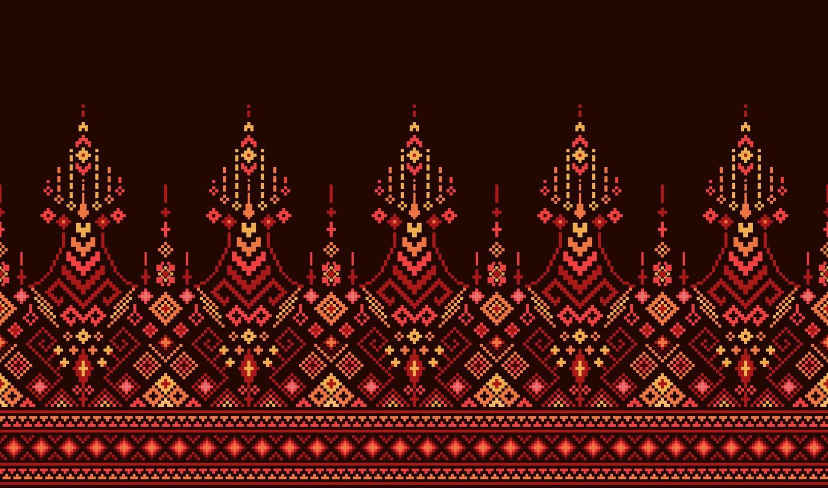 Geometric ethnic fabric patterns. Cross Stitch. Ikkat pixel pattern. Design for Saree, Patola, Sari, Dupatta, Vyshyvanka, rushnyk, dupatta, Clothing, fabric, batik, Knitwear, Embroidery. vector