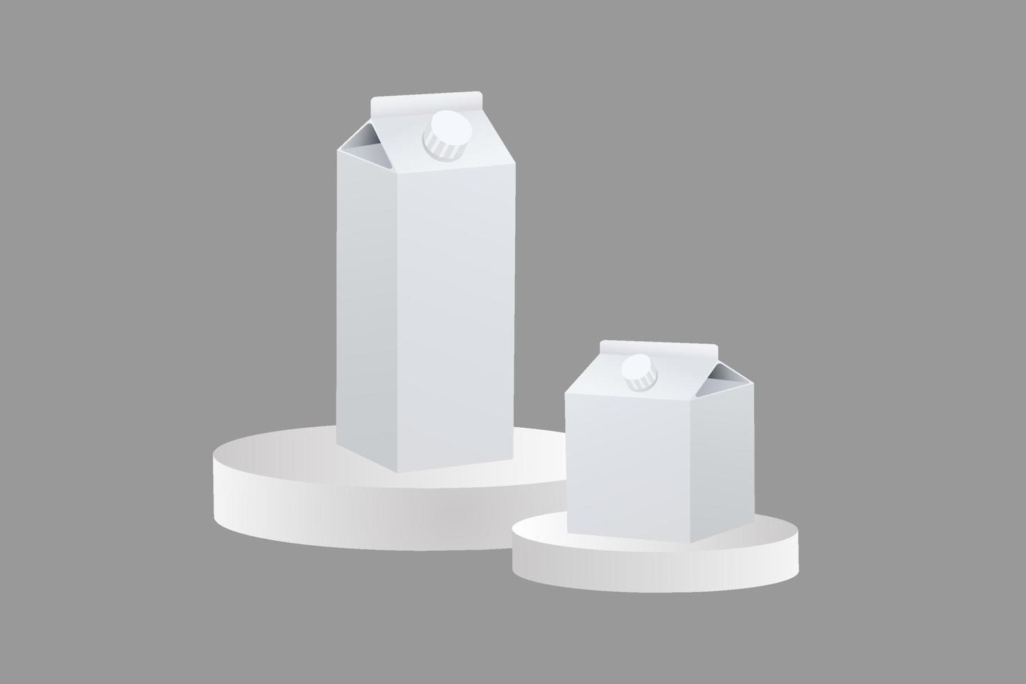 Vertical and square milk box with podiums illustration on isolated background vector