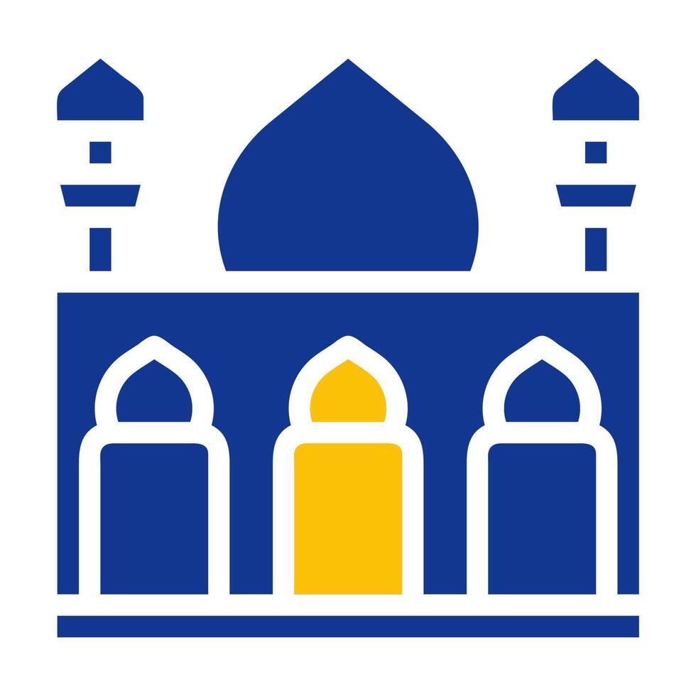 mezquita icono sólido azul amarillo color Ramadán símbolo Perfecto. vector