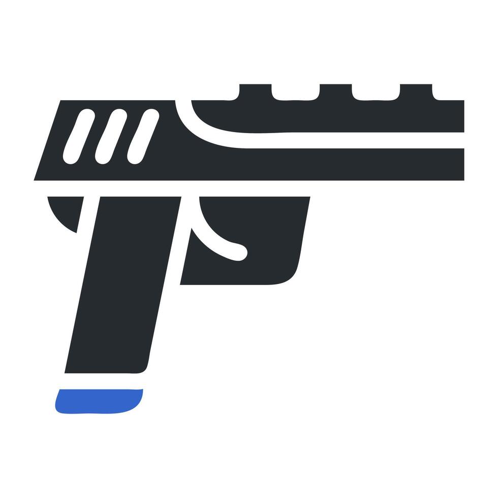 pistola icono sólido gris azul color militar símbolo Perfecto. vector