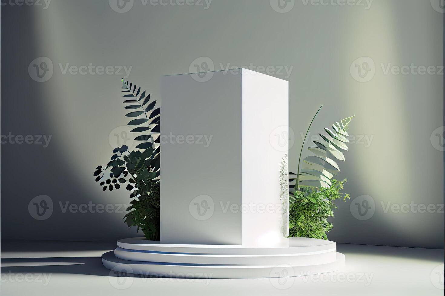 illustration of empty space podium display for product mockup natural background. Digital art photo