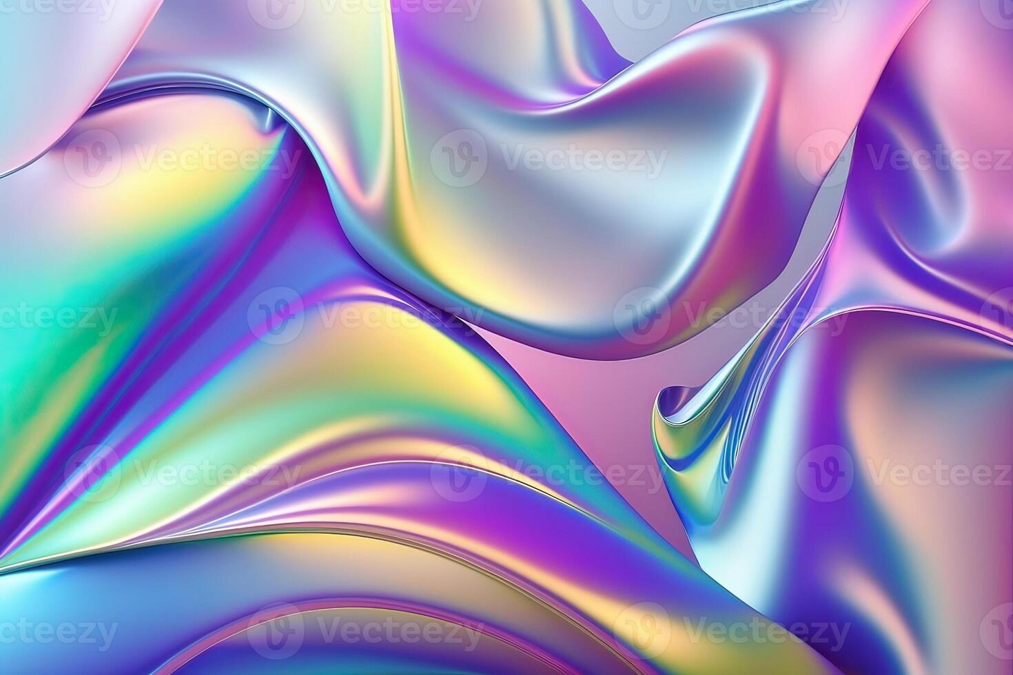 illustration of holographic liquid background. Holographic iridescent backdrop. Pearlescent gradient and foil effect for design prints. Rainbow metal photo