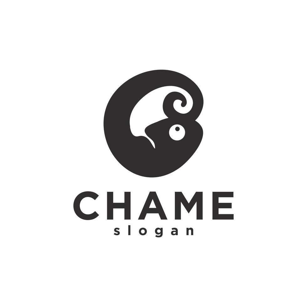 Chameleon Circular Logo Simple Flat Design vector