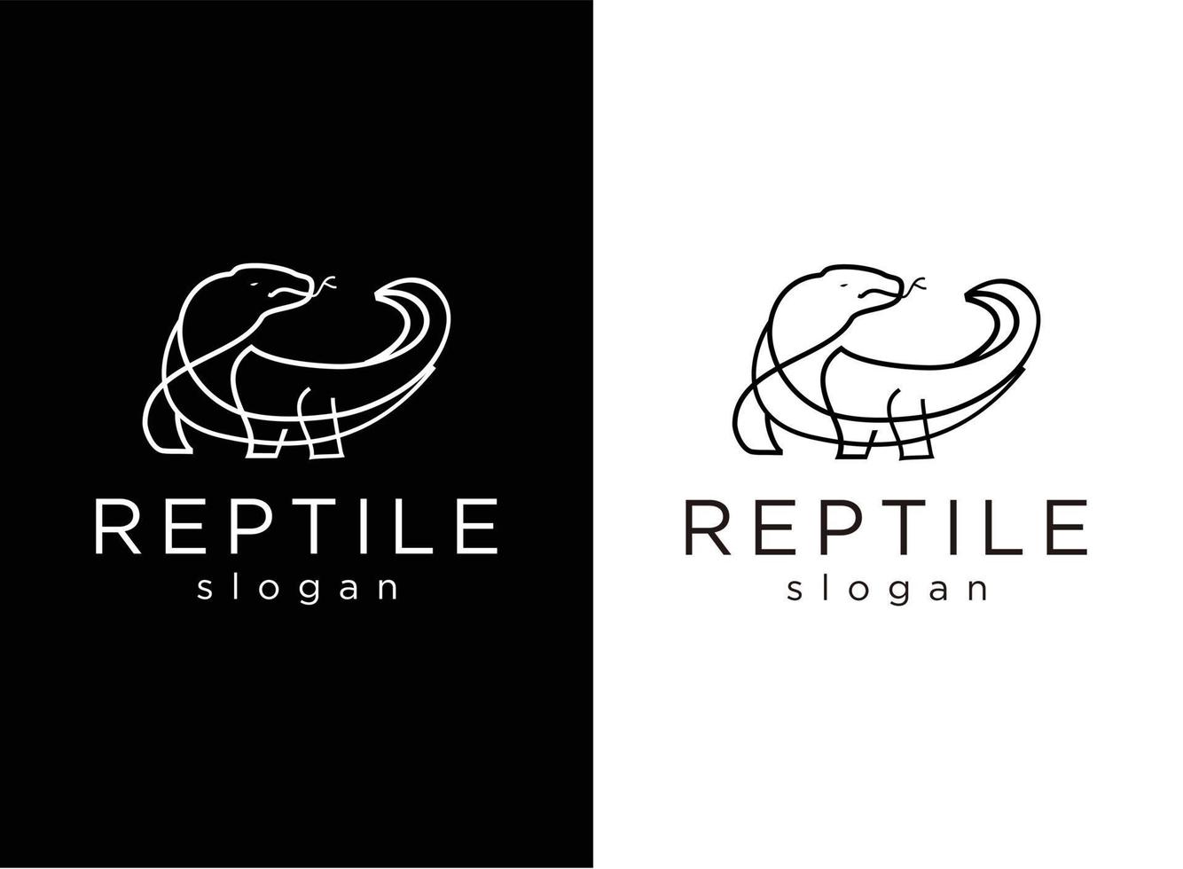 Komodo Dragon Logo line art Design with black and white background vector