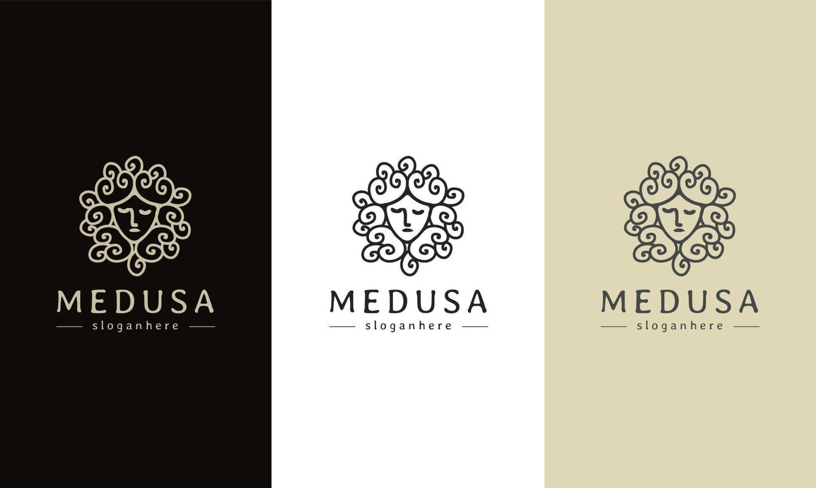 Gorgon Medusa Logo Head Line Art Vector Drawing