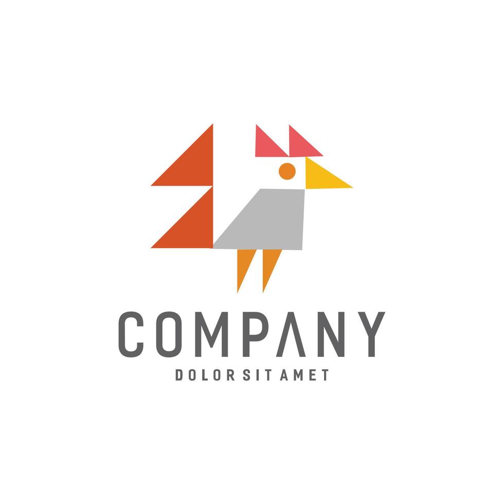 Abstract geometrical chicken logo vector