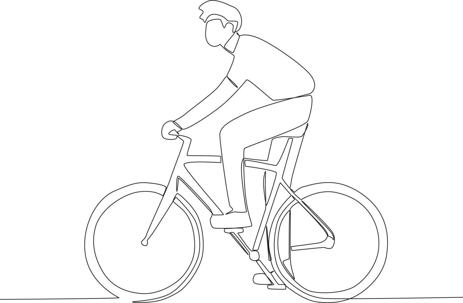 A man prepares to ride a bicycle vector
