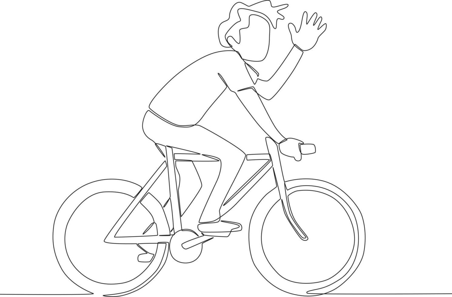 A man is cycling while waving vector