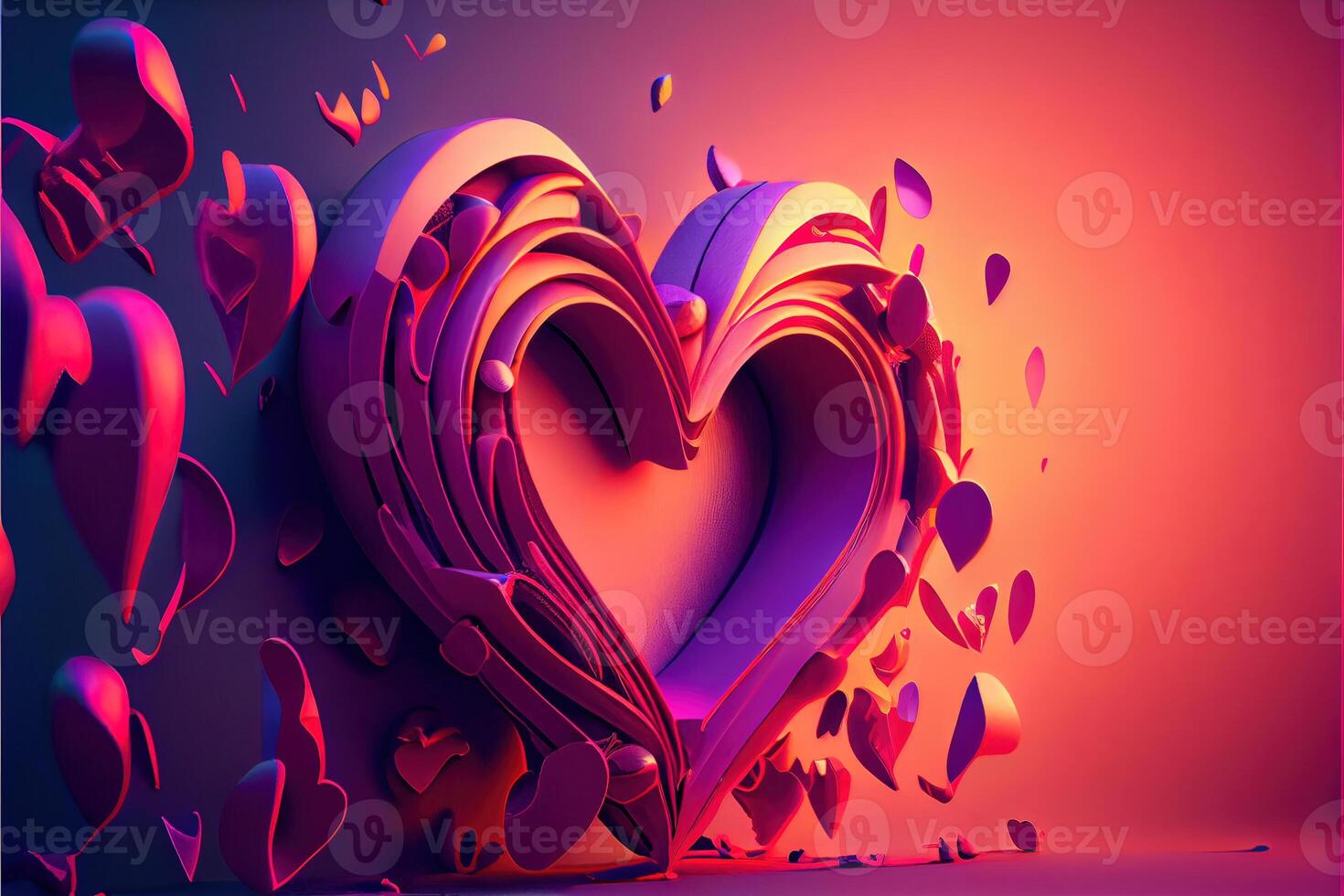 illustration of Valentine day background, love, romantic concept, heart shape. Neural network generated art. Digitally generated image. Not based on any actual scene or pattern. photo